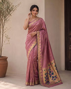 Bamboo Tissue Silk Paithani Saree with Meenakari Motifs