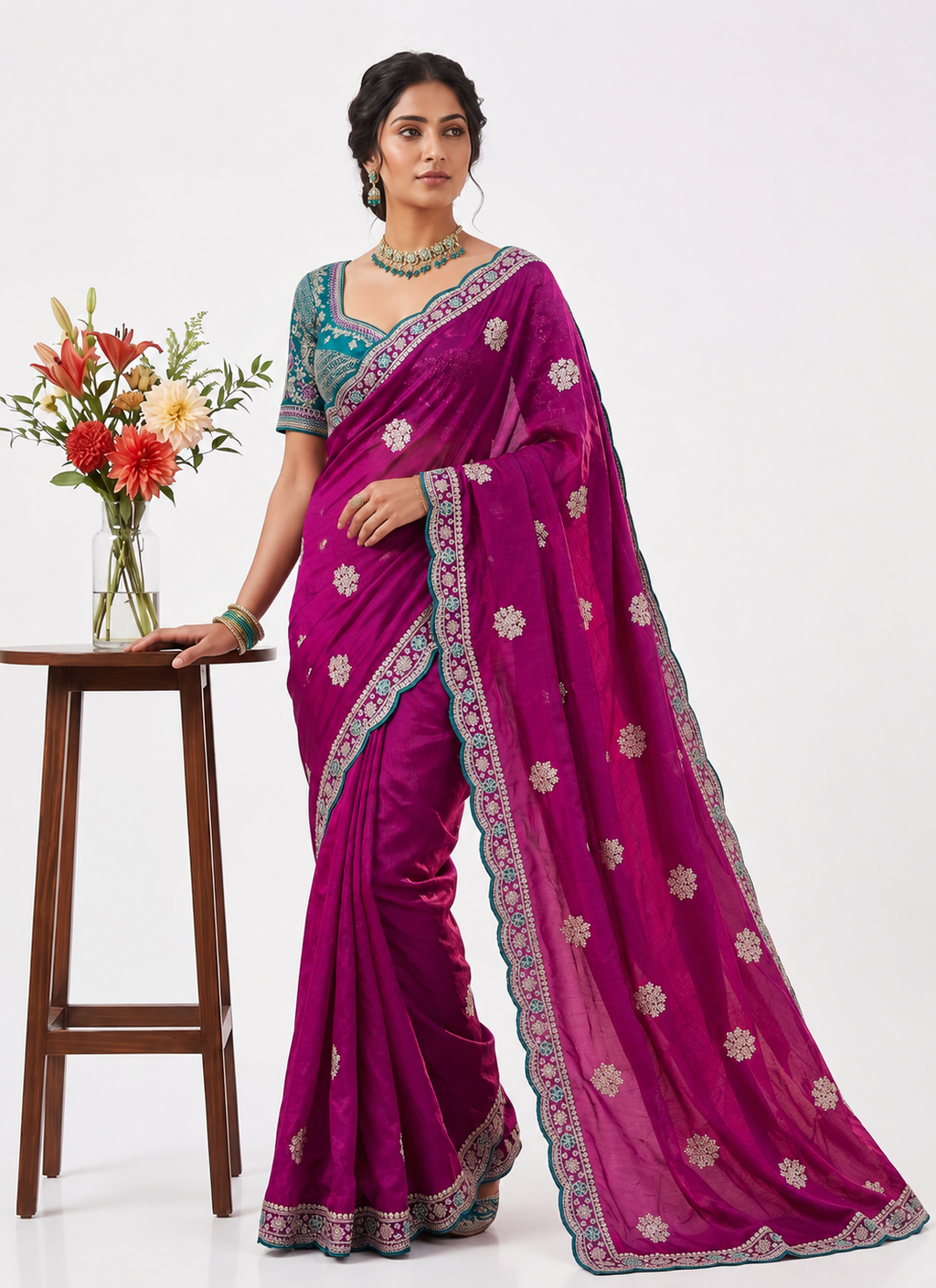 Luxe Fendy Satin Party Wear Saree