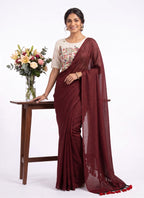 Khadi Cotton Designer Saree with Heavy Embroidered Blouse