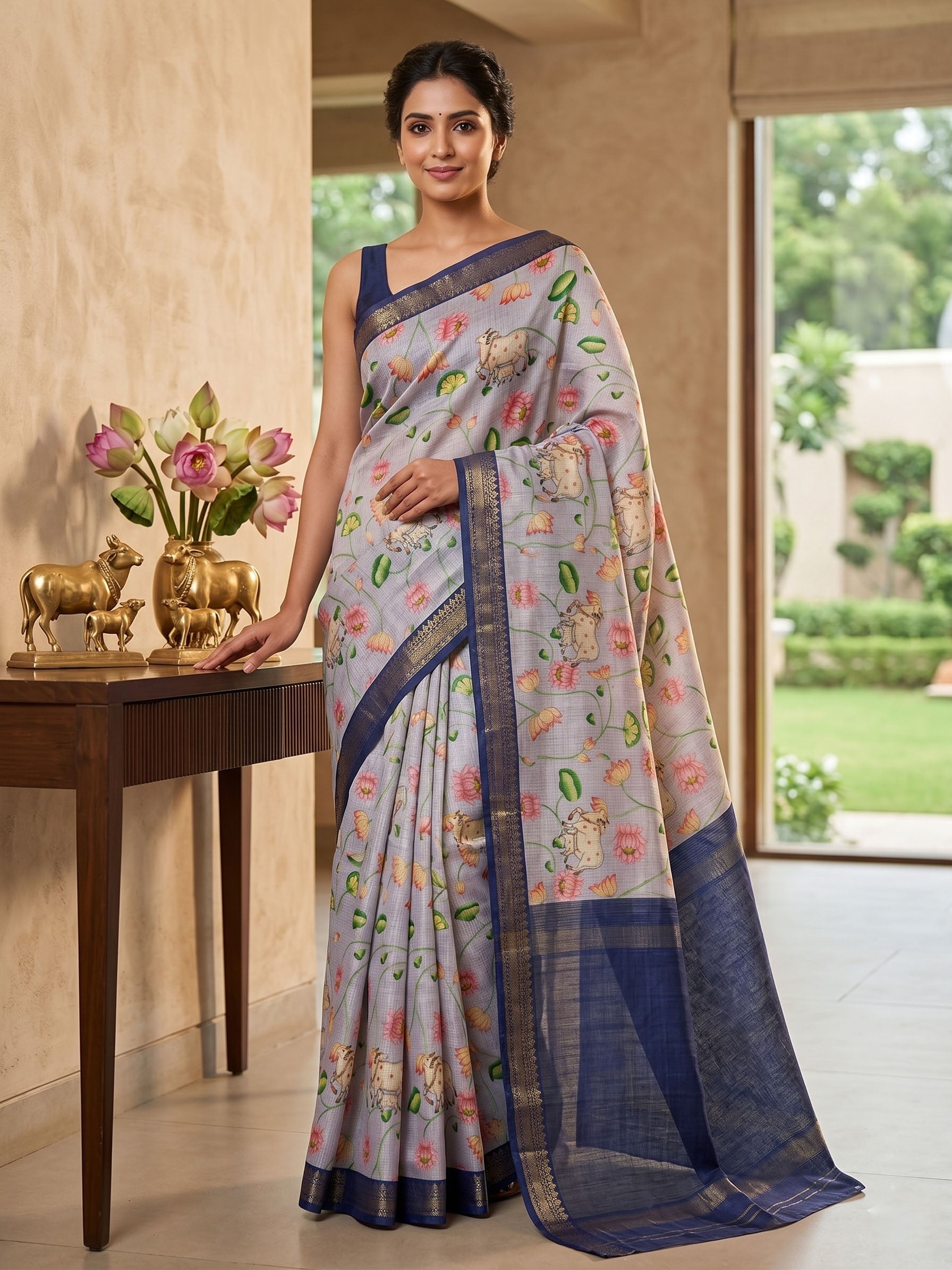 Soft Tussar Silk Digital Print Saree Main image