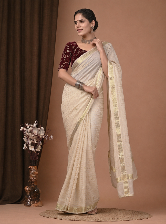 Pure Viscose Georgette Saree with Sequins Butti Work Main image
