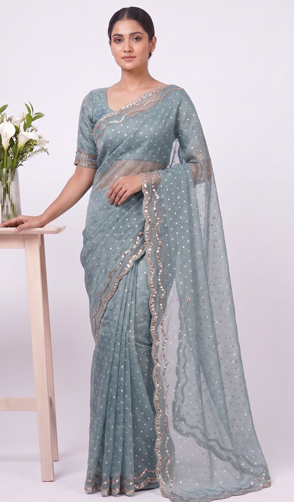 Elegant Designer Butti Silk Saree with Fancy Border