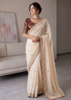 Rangoli Silk Embroidered Saree with Designer Stitched Blouse