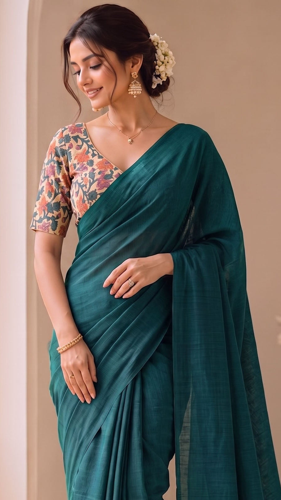Handloom Khadi Cotton Saree with Magic Blouse Main image