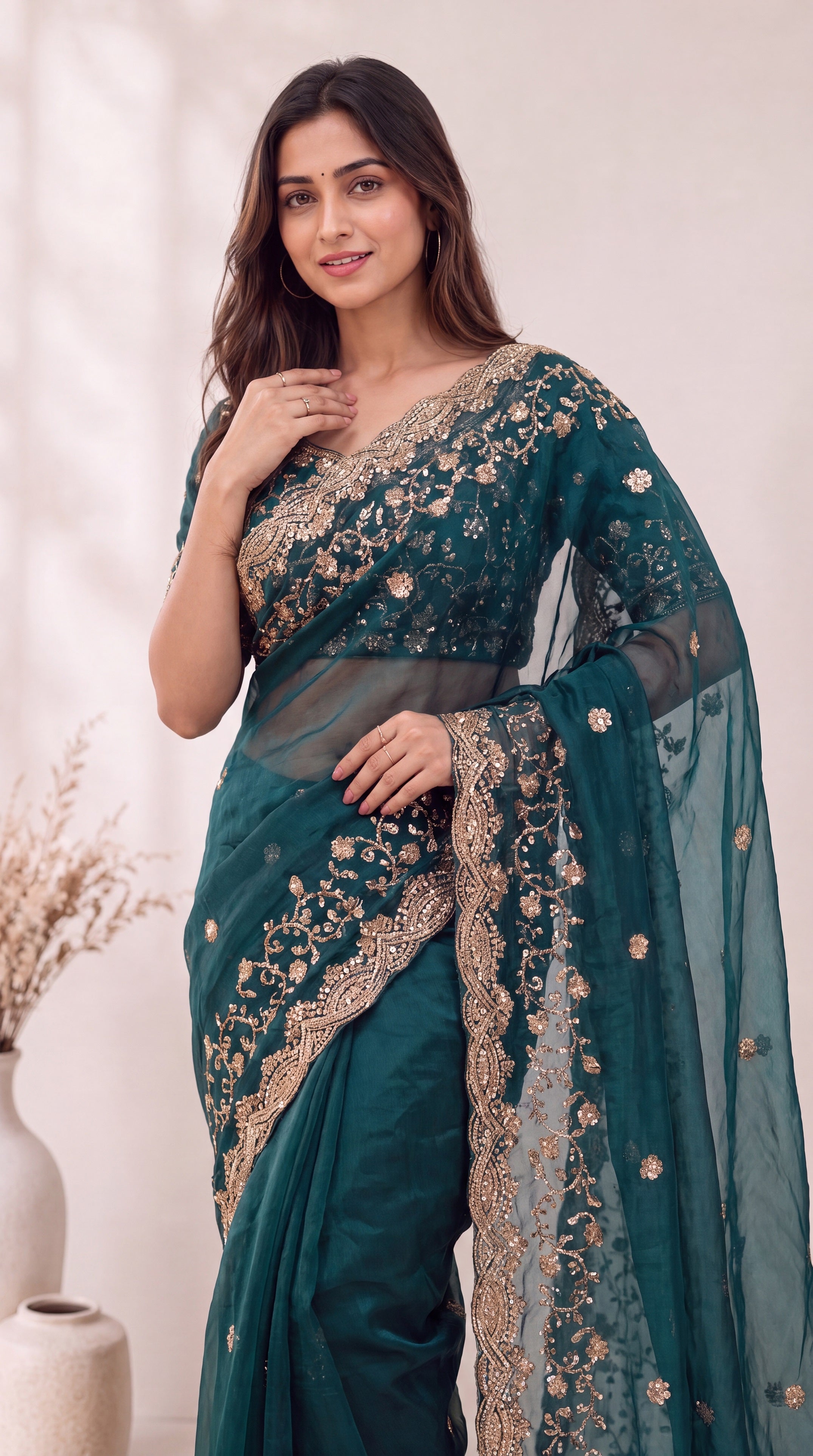 Premium Soft Fandy Satin Silk Saree with Cut Dana Work