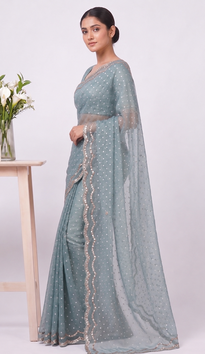 Elegant Designer Butti Silk Saree with Fancy Border