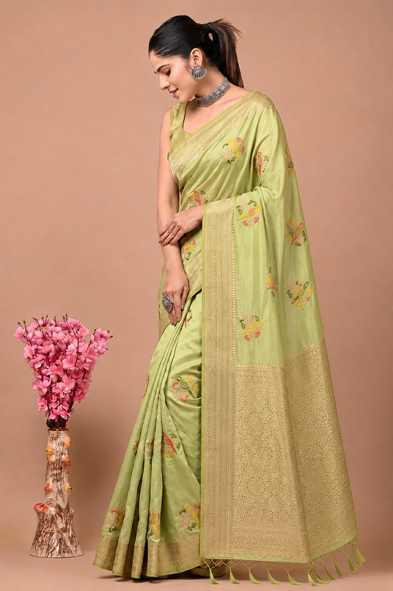 Perot Design Nylon Kadi Crepe Georgette Saree