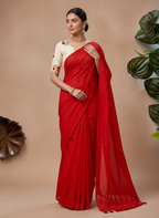 Elegant Khadi Cotton Saree with Embroidered Padded Blouse
