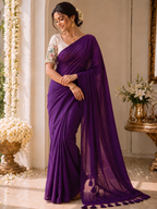 Khadi Cotton Saree with Embroidered Padded Blouse