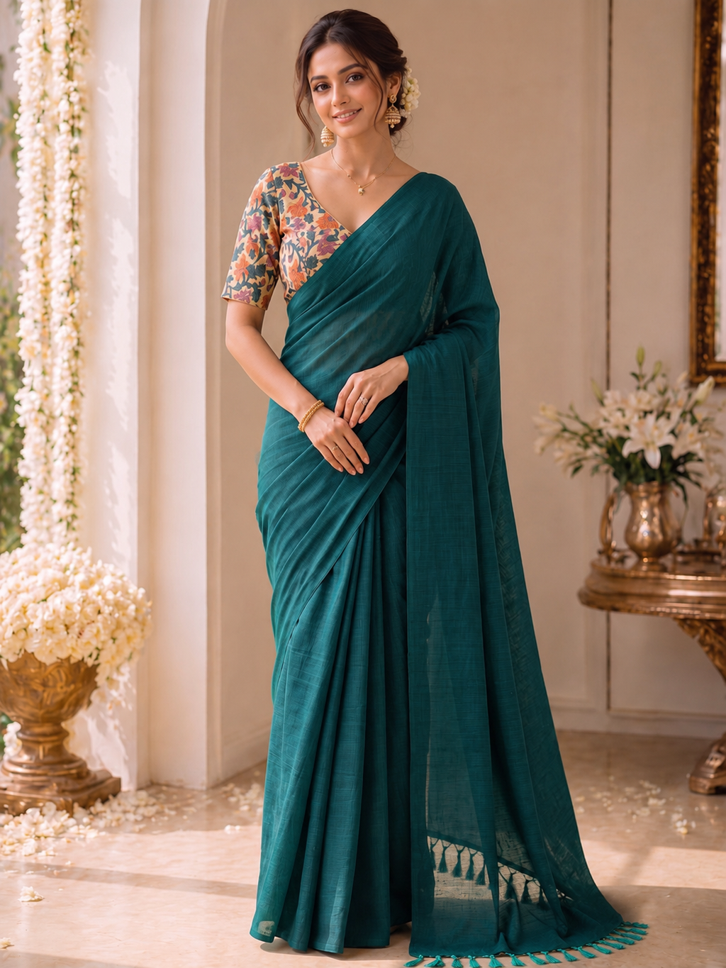 Handloom Khadi Cotton Saree with Magic Blouse
