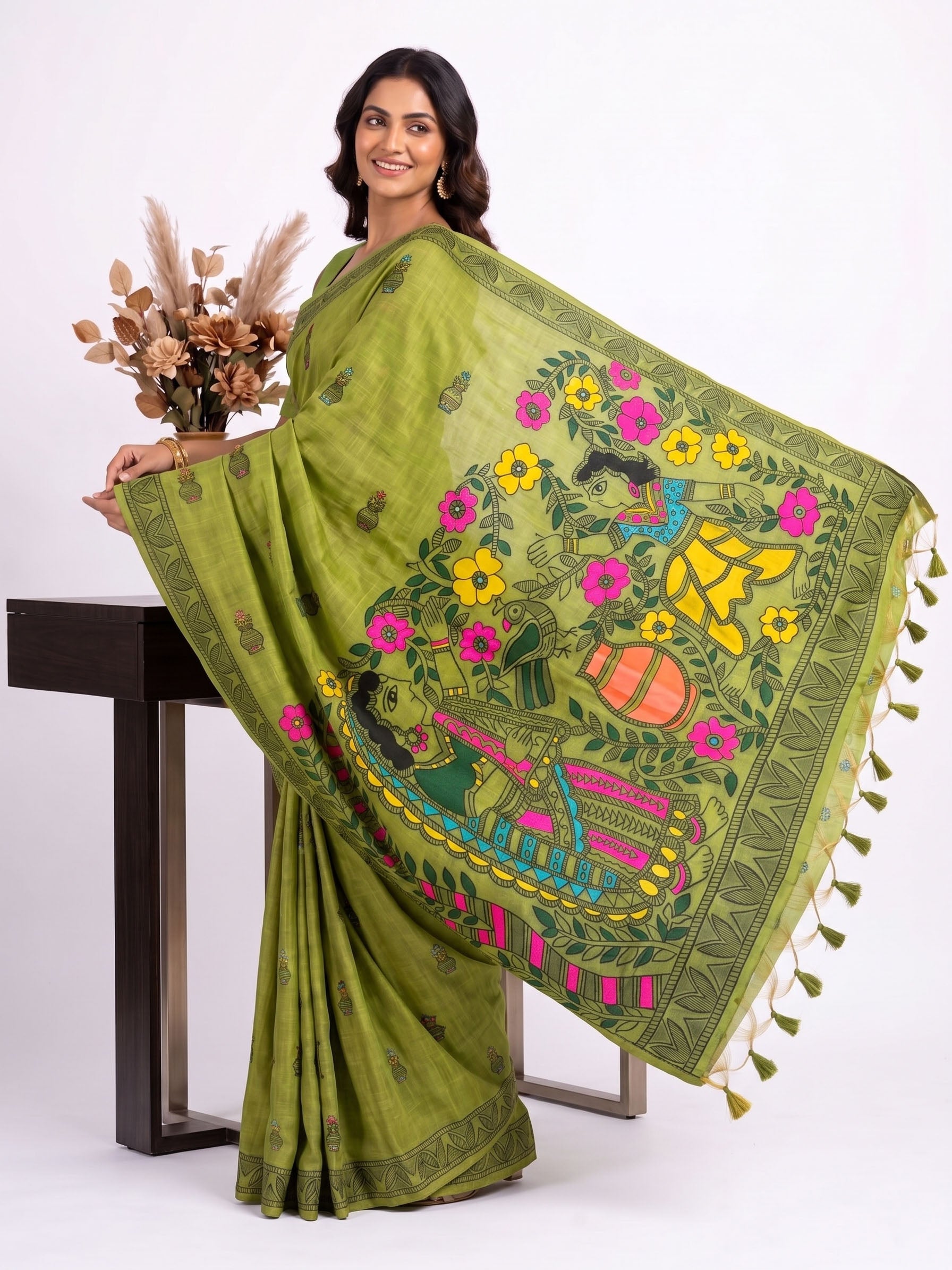 Premium Soft Cotton Saree with Colourful Kalamkari Pallu Secondary image