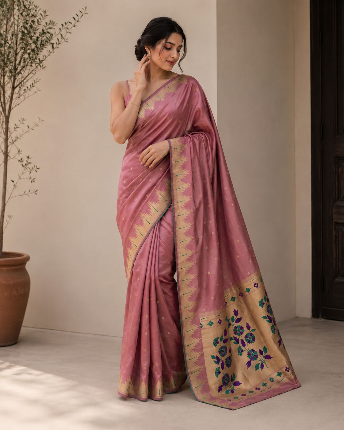 Classic Tissue Silk Paithani Saree with Meenakari Motifs Secondary image
