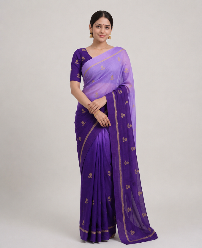 Viscose Khadi Silk Saree with Jacquard Leaf Design
