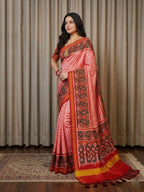 Handloom Silk Patola Saree with Lagadi Patta Border