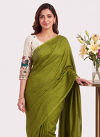 Classic Cotton Weave Saree With Stitched Blouse