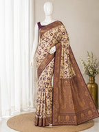 Elegant Silk Blend Saree With Traditional Zari Weaving