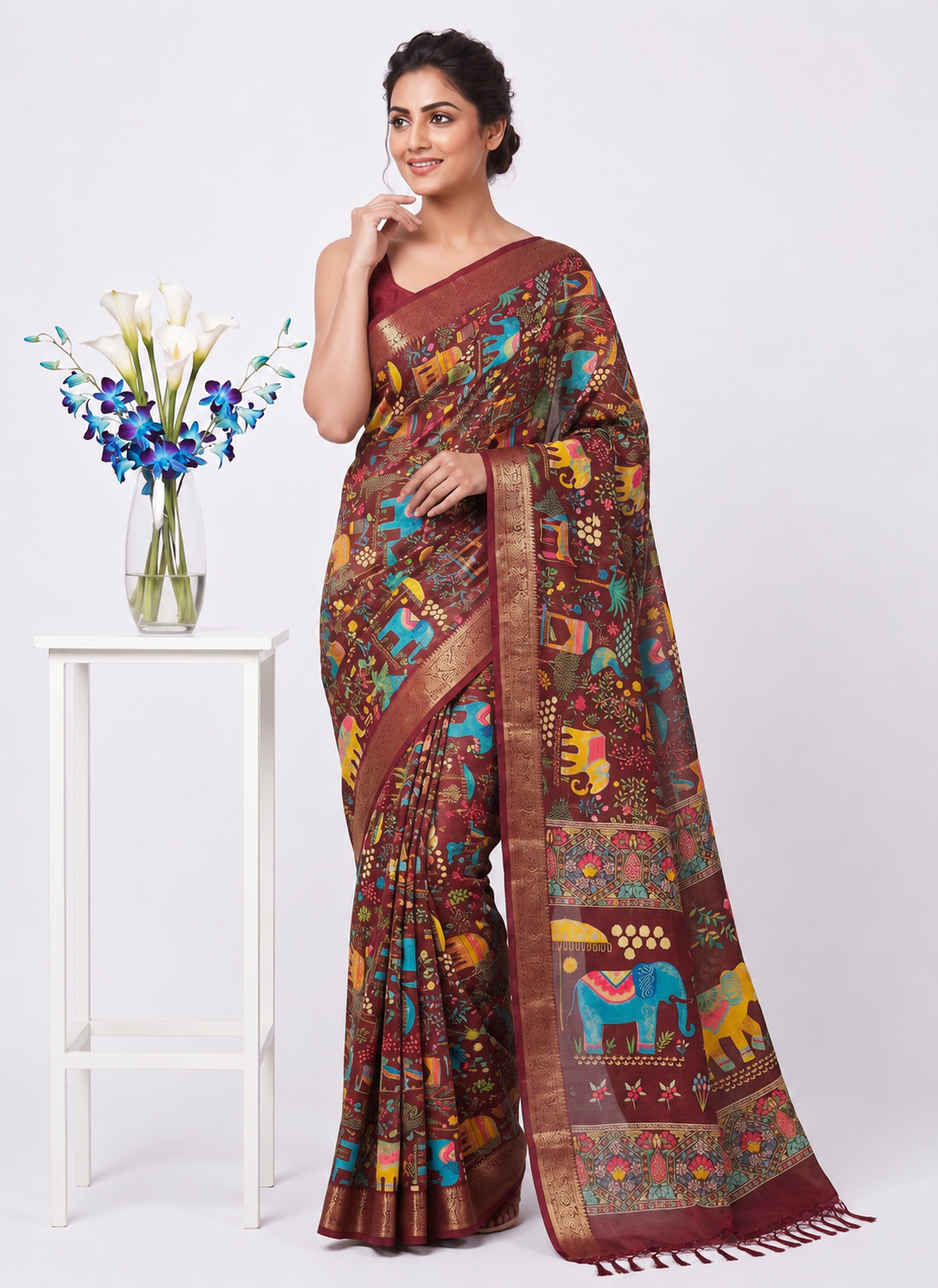 Elegant Digital Print Cotton Saree