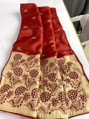 Precious digital print Silk Red Color Saree