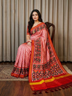 Handloom Silk Patola Saree with Lagadi Patta Border