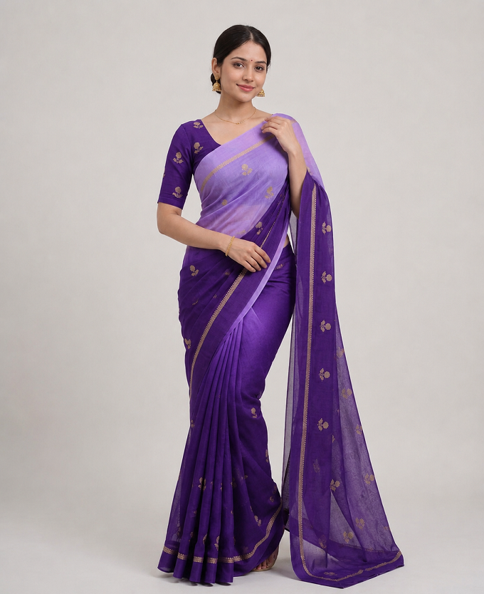 Viscose Khadi Silk Saree with Jacquard Leaf Design