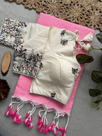 Elegant Khadi Cotton Saree with Designer Embroidered Padded Blouse
