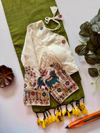 Classic Cotton Weave Saree With Stitched Blouse