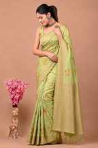 Perot Design Nylon Kadi Crepe Georgette Saree