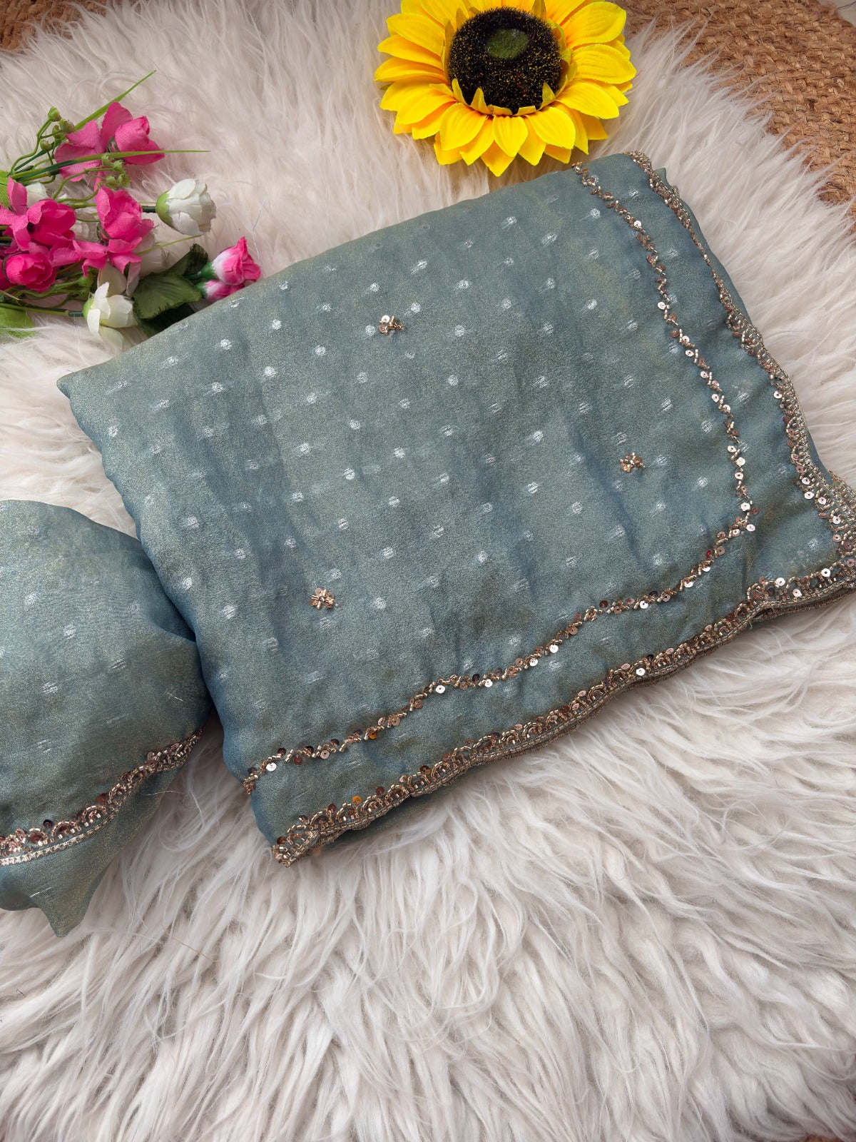 Elegant Designer Butti Silk Saree with Fancy Border