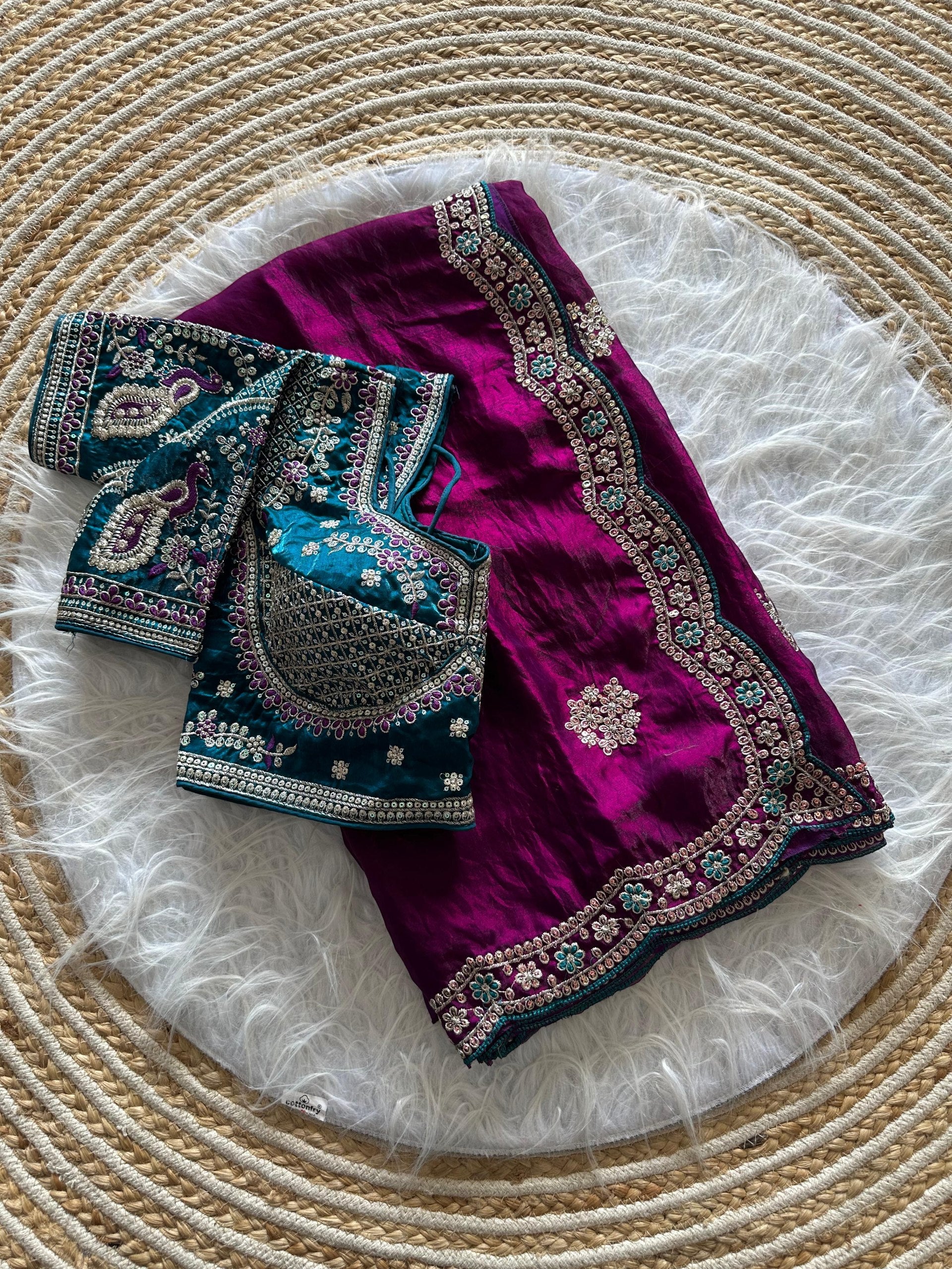 Luxe Fendy Satin Party Wear Saree