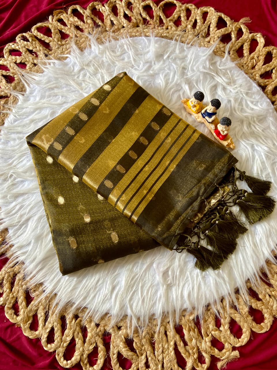 Golden Butti Khadi Shimmer Saree