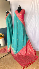 Flattering Dual Tone Silk Sky Blue Color Saree