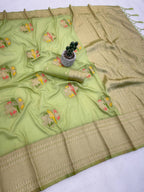 Perot Design Nylon Kadi Crepe Georgette Saree