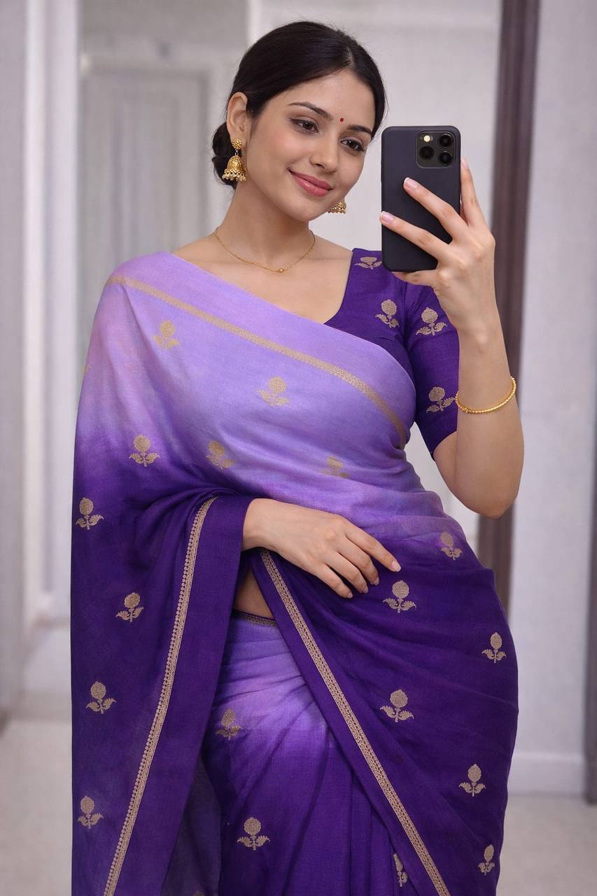 Viscose Khadi Silk Saree with Jacquard Leaf Design