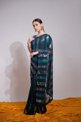 Awesome Blue Color Sequence Saree