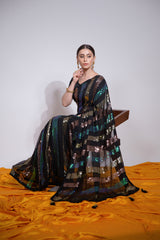 Awesome Black Color Sequence Saree