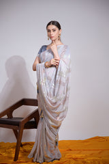 Awesome White Color Sequence Saree