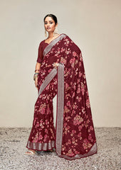 Peaceful Maroon Color Georgette Saree