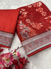 Peaceful Red Color Georgette Saree