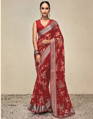 Peaceful Red Color Georgette Saree