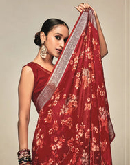 Peaceful Red Color Georgette Saree