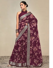 Peaceful Maroon Color Georgette Saree