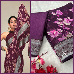 Peaceful Wine Color Georgette Saree