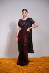 Luxuriant Red Color Georgette Saree