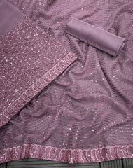 Classy Sequence Work Purple Color Saree