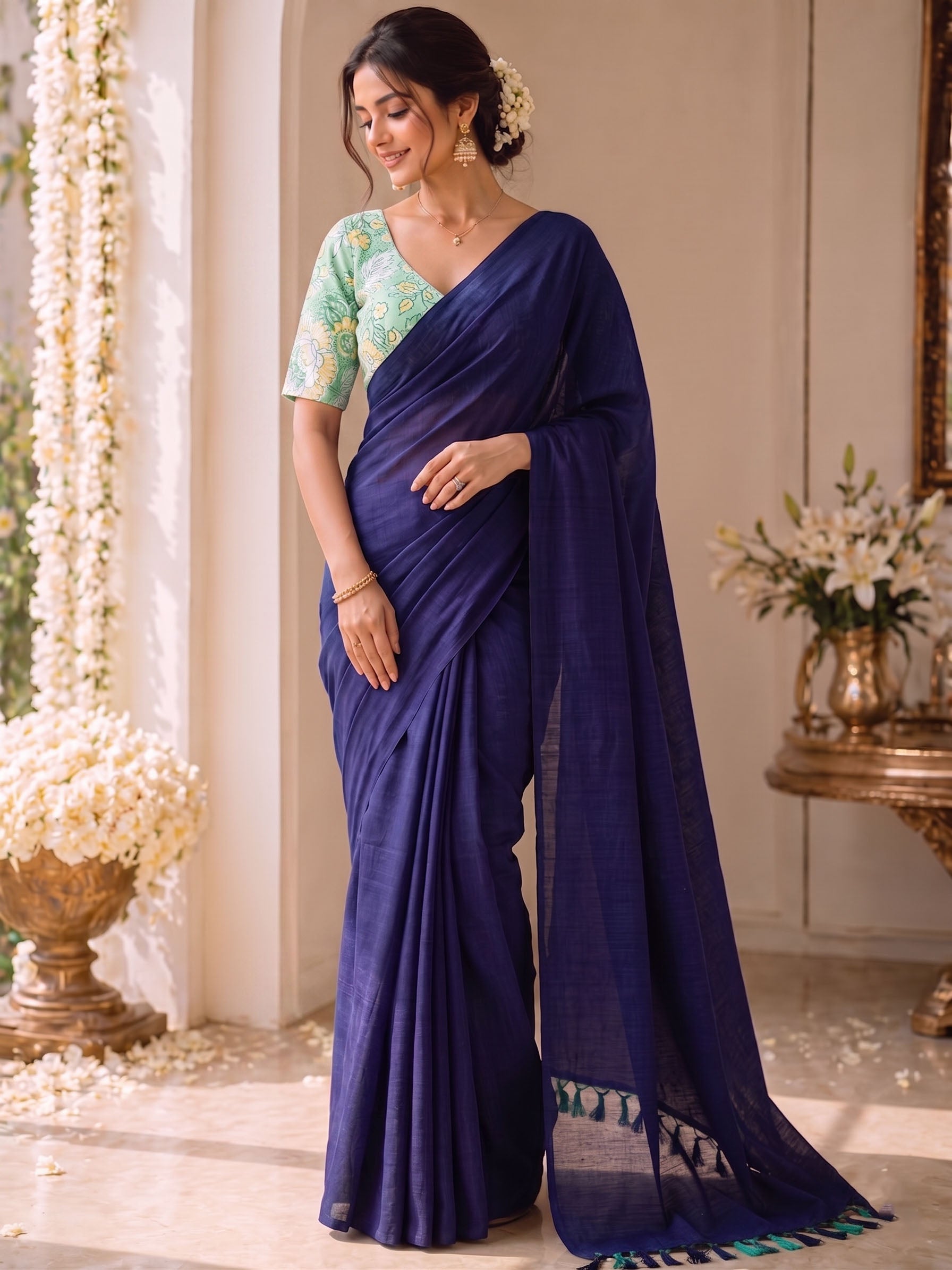 Handloom Khadi Cotton Saree with Magic Blouse