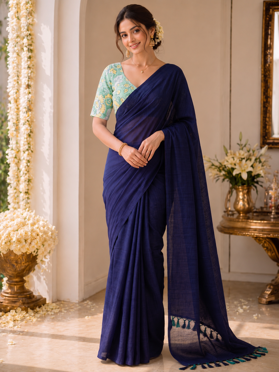Handloom Khadi Cotton Saree with Magic Blouse