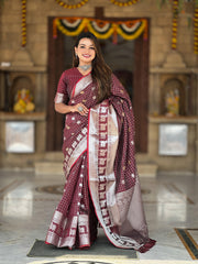 Outstanding Soft Silk Maroon Color Saree