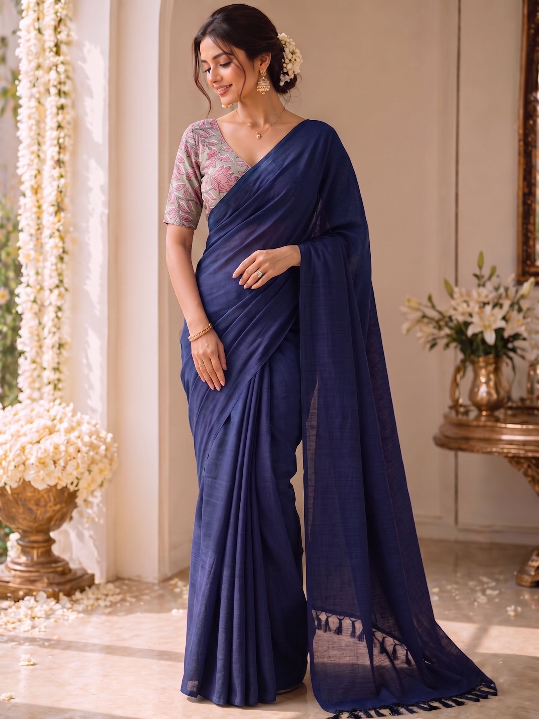 Handloom Khadi Cotton Saree with Magic Blouse