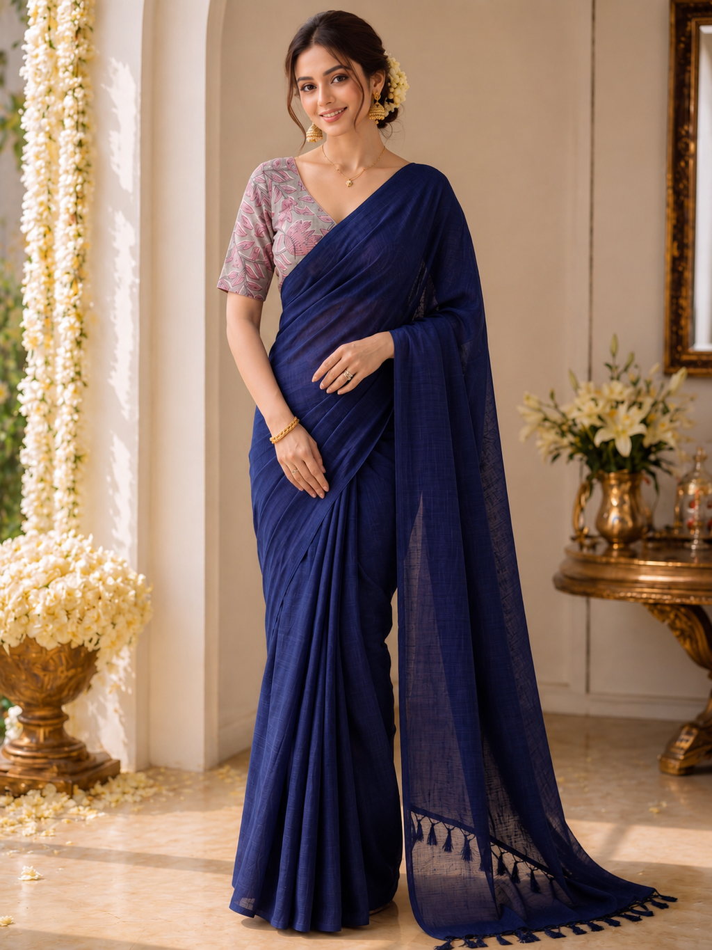 Handloom Khadi Cotton Saree with Magic Blouse