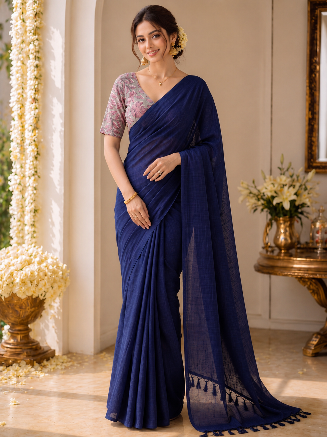 Handloom Khadi Cotton Saree with Magic Blouse